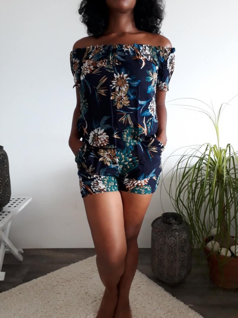 Combi-short bleu et marron