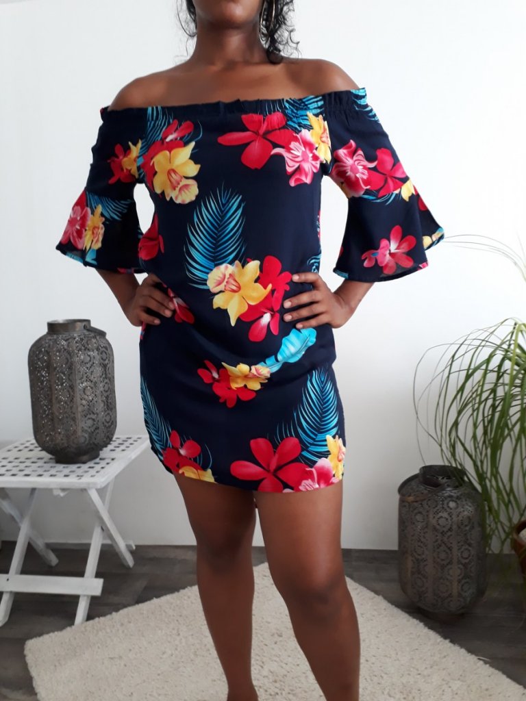 Robe Héléna bleue fleurie