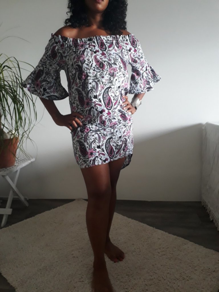 Robe Héléna blanche et mauve