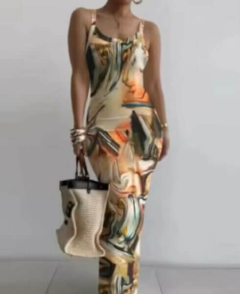 robe stretch élégante beige orangé