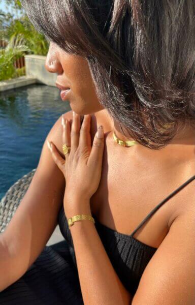 BIJOUX Parure acier inoxydable doré