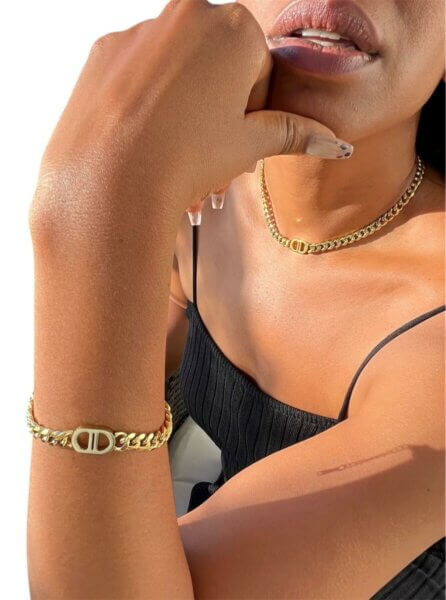 BIJOUX Parure acier inoxydable doré