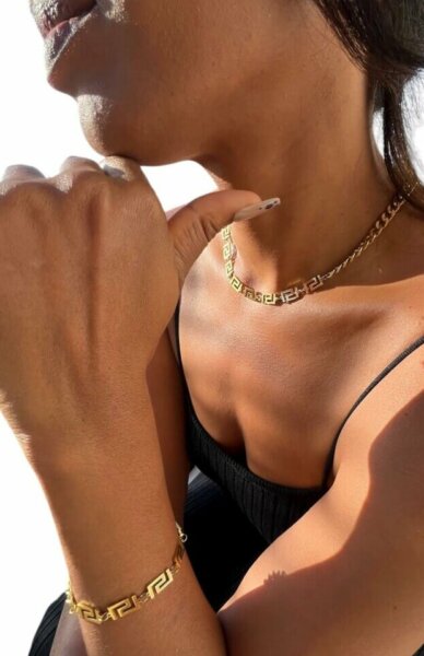 BIJOUX Parure acier inoxydable doré