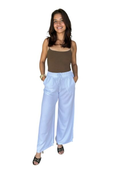 Pantalon MANON 100 % Viscose à Coupe Droite et Taille Ajustable – Élégance et Confort- couleur blanc