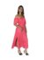 Robe STACY LONGUE 100% viscose – Épaules dénudées, taille smockée et fentes- couleur corail/moka